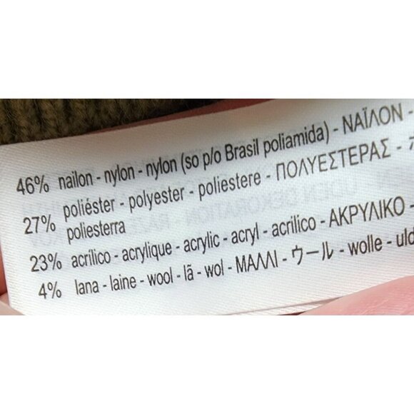 Zara Beaded Olive Green Cropped Turtleneck Sweater With Diamond Knit Design & Pe - Picture 10 of 10